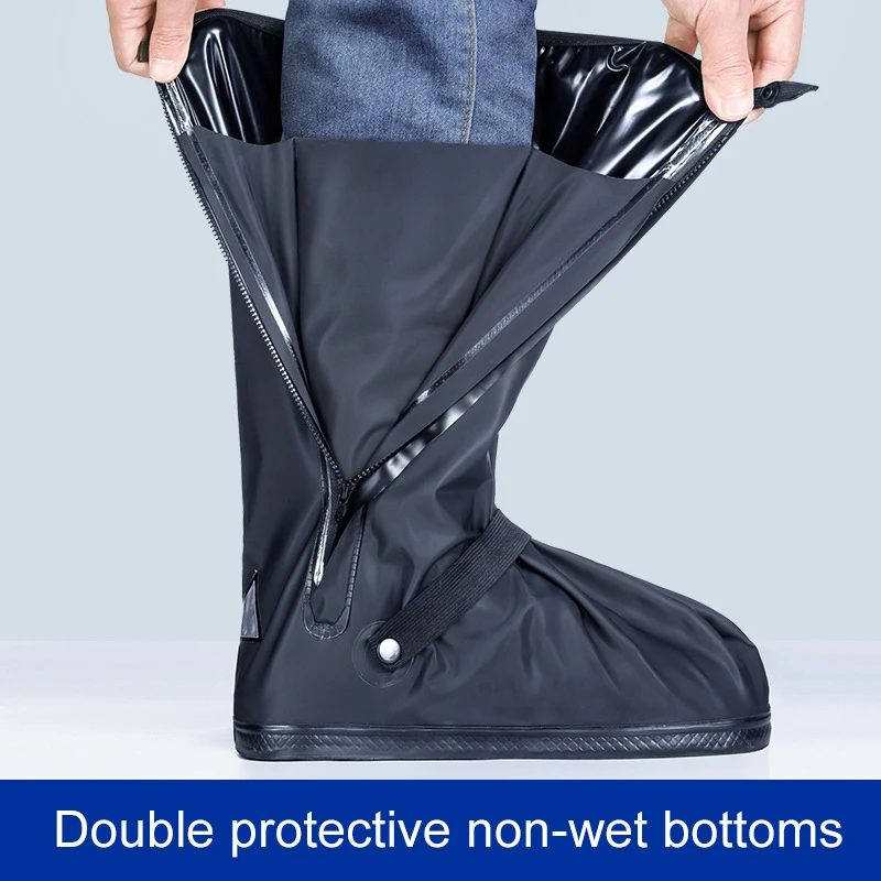 Rain Boot Shoe Cover Black Waterproof Reflector High Top Reusable Motorcycle Cycling Bike Clear Wear Shoes Dust Covers Men Women