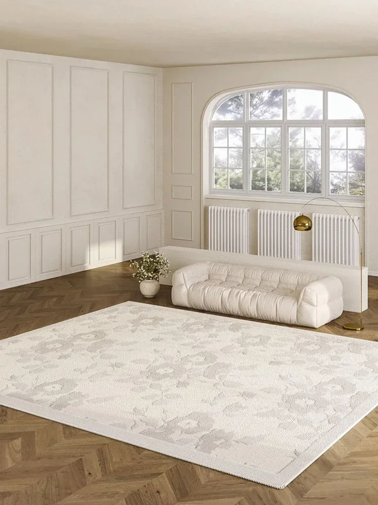 Cream Living Room Large Area Carpet Floral Bedroom Decoration Non-slip Balcony Light Luxury Classical Cloakroom Rug tapis ковер