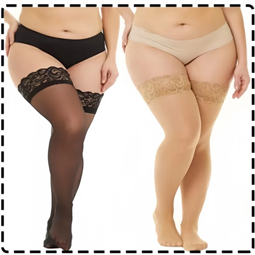 

XXL black Lace Non-Slip silk Stockings Plus Size for oversize Women Fishnet Thigh High thin Sexy Mesh long Socks 2026 New Summer