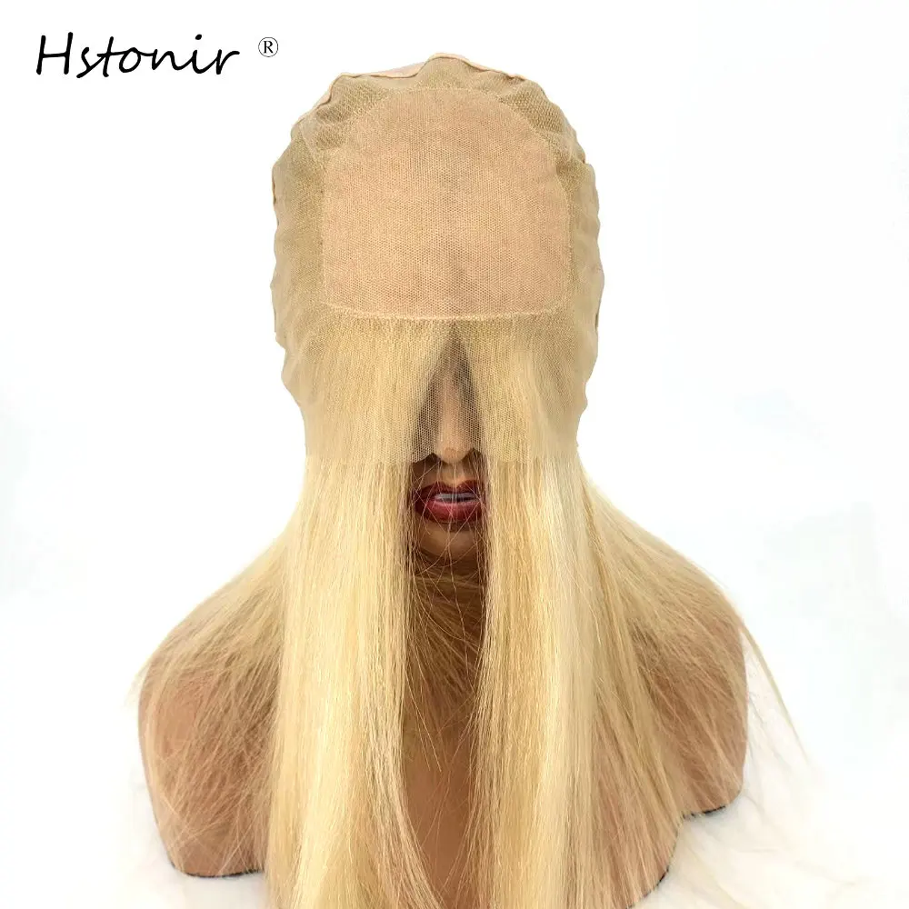 Hstonir Natural Hair Wig 100% Brazilian Blond Lace Front Human Hair Wigs For Women 613 European Remy Hair Punk 4x4 Silk Top G045