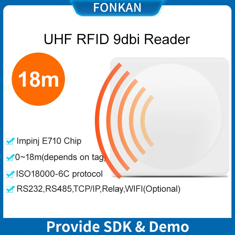 Pembaca RFID UHF Jarak Jauh Chip E710 dengan Antena Polarisasi Melingkar 9dbi untuk Manajemen Kendaraan