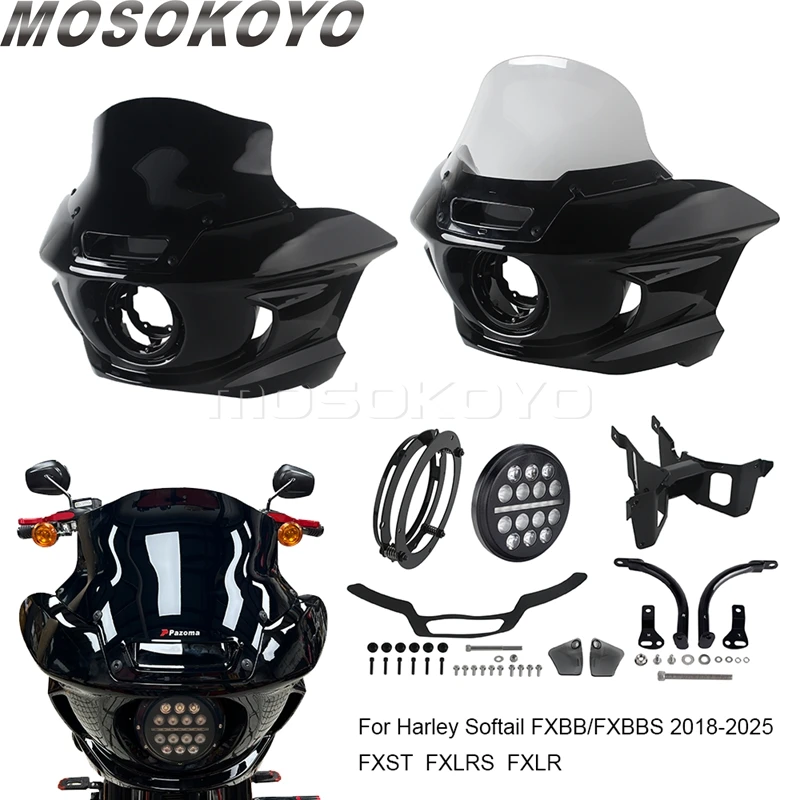 Motorcycle Headlight Fairing Bracket Mount Lower Fairing Support Kits For Harley Softail  FXLR FXLRS FXST FXBB FXBBS 2018-2025