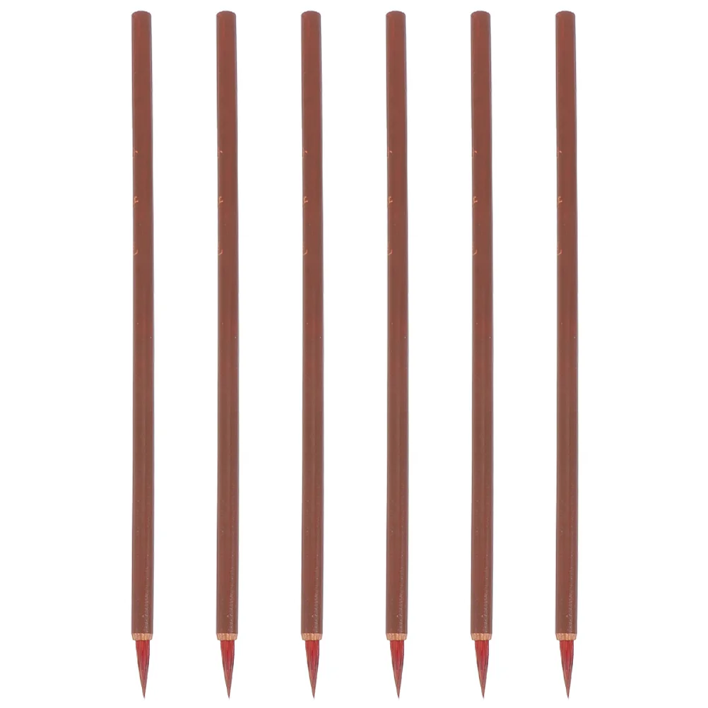 

6pcs Little Red Writing Brush Chinese Calligraphy Painting Supplies Smooth Stroke Brushes For Watercolor Drawing