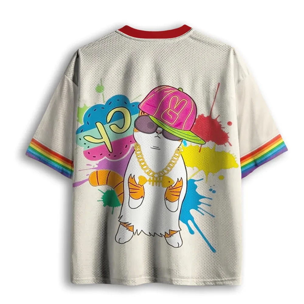 2026 Summer Fashion New Rap Hip Hop Graffiti Retro 3D Printed Quick Drying T-shirt Casual Loose V-neck T-shirt Large