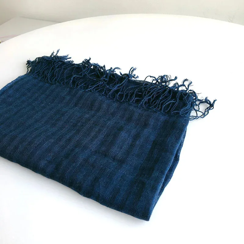 الربيع والصيف جديد الكتان الصغيرة منقوشة وشاح رقيقة تنفس المرأة الأوشحة شرابة شال طويل 60x180 سنتيمتر