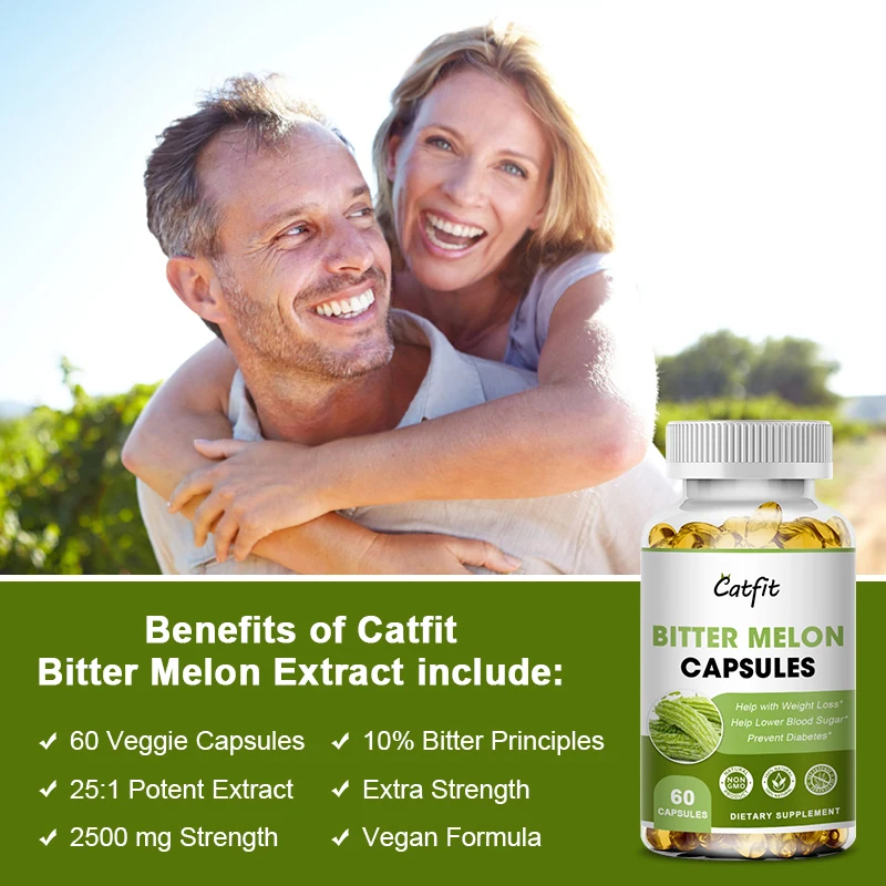 Catfit Bitter Melon Extract Capsules Multivitamin 120pcs Nutrition Dietary Heart Brain Bone Health Blood Circulation Soft Gels