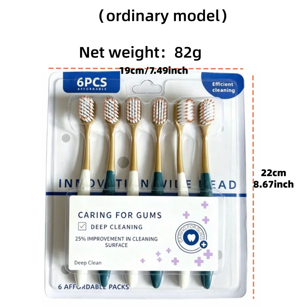 High Quality Wide Head Household 6-pack Adult Soft Bristled Toothbrush For Both Men And Women, Soft And Delicate Details image 6