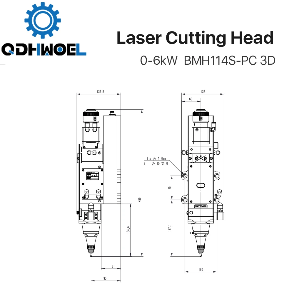 QDHWOEL-Tête laser Raytools 3D d'origine, BM114S, 6KW Pulse, Etheragan Analog Control, TubeCut, Machine de découpe 3D