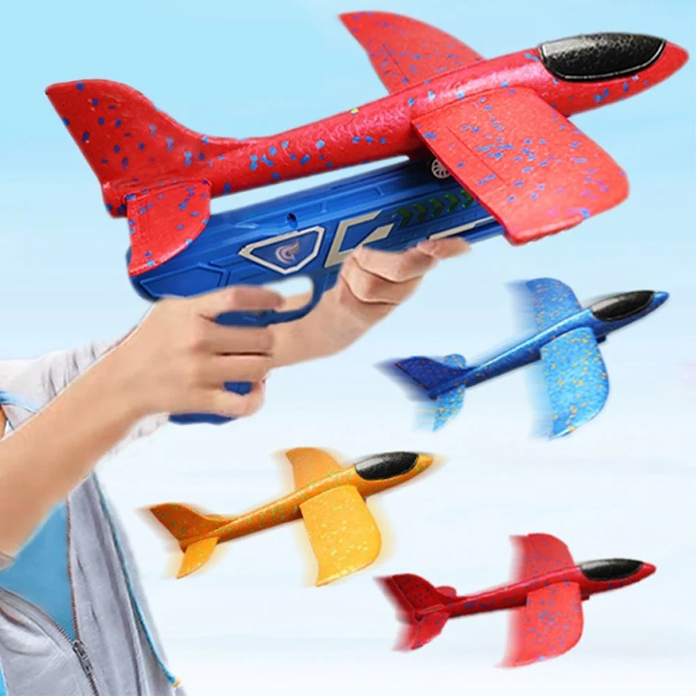 Foam Plane Launcher EPP Bubble Airplanes Glider Hand Throw Catapult Plane Toy for Kids Catapult Guns Aircraft Shooting Game Toy