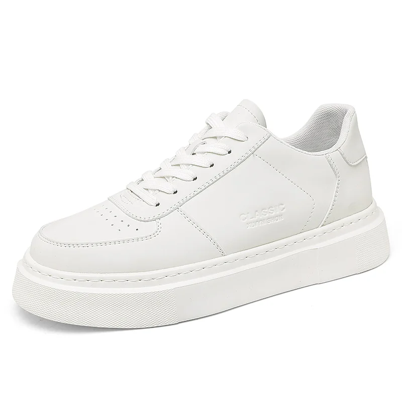 حذاء رجالي كاجوال من الجلد الطبيعي يسمح بمرور الهواء باللون الأبيض برباط علوي حذاء أوكسفورد حذاء مسطح ذو نعل سميك حذاء أنيق على طراز الشارع #6