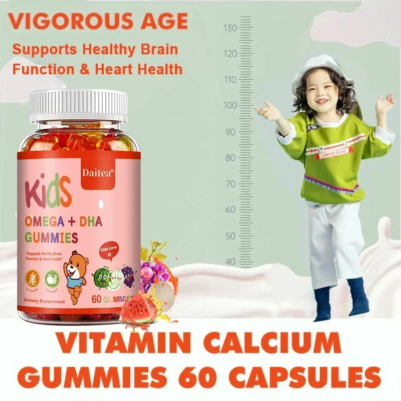 Children\'s Intelligence Supplement Gummies OMEGA + DHA Supports Attention, Memory and Nutrition, Brain Function Supplement