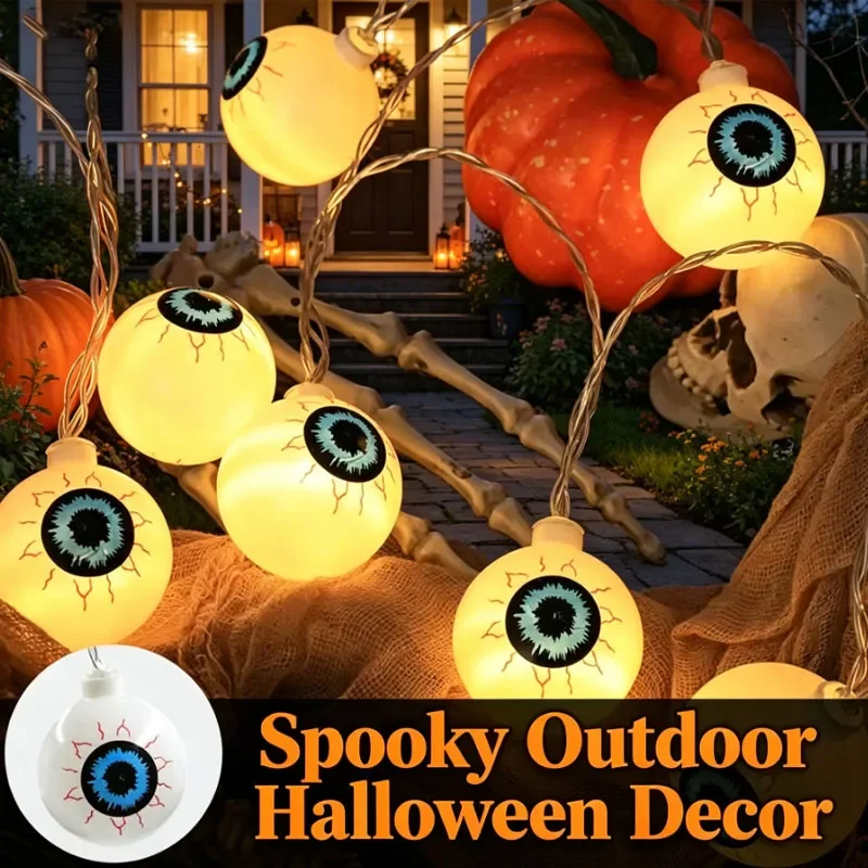 Glowing LED Skeleton Pumpkin Bat Hanging 3D String Lights for Halloween Party Decoration Festive Atmosphere Lamp Outdoor Indoor