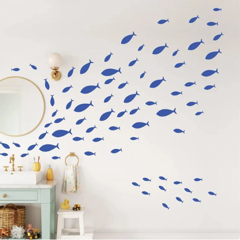 Ocean Fish Animal Wall Sticker Decal Sea Fish Baby Nursery Kids Room Living Room Playroom Bathroom Kitchen  Home Decor