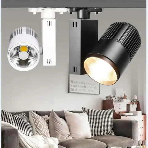 알루미늄 레일 램프 COB LED 트랙 라이트, 거실 상점용, 레일 스포트라이트, 1 상, 3 상, 2 와이어, 3 와이어, 4 와이어, 40W