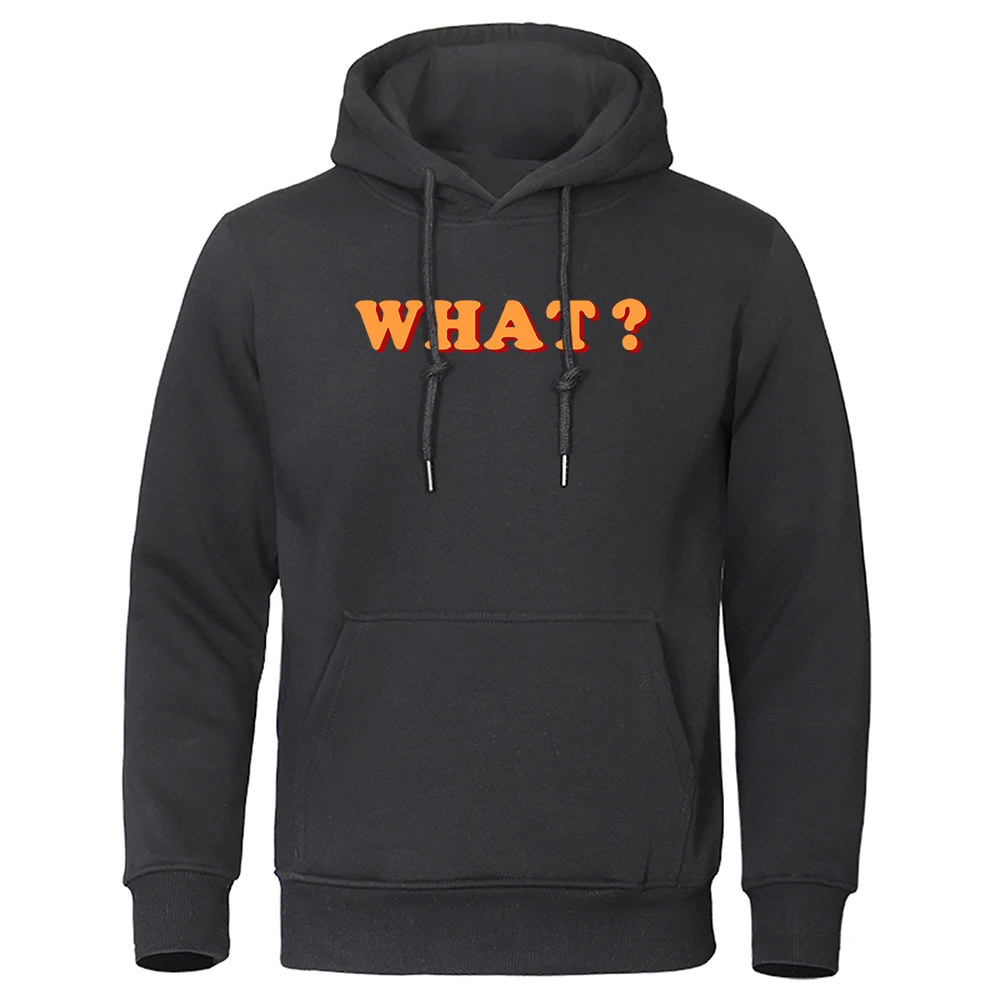 Orange Letter What? Personality Print Mens Hoody Street Hip Hop Pullovers Personality Crewneck Sweatshirt Fashion Casual Hoodie