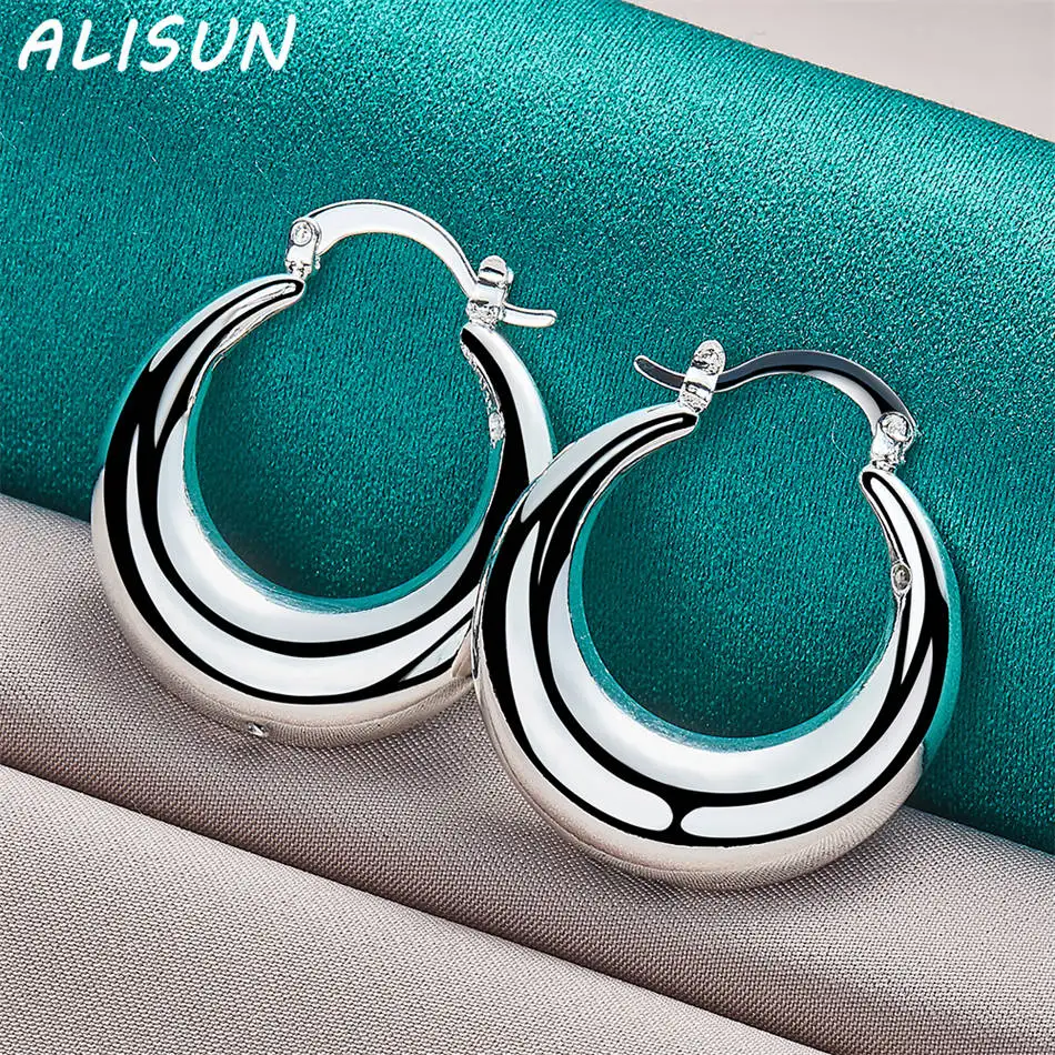 ALISUN 925 فضة قطرة الماء هوب أقراط للنساء نعمة مجوهرات الاتجاه المألوف هدايا حفلة عيد ميلاد #6