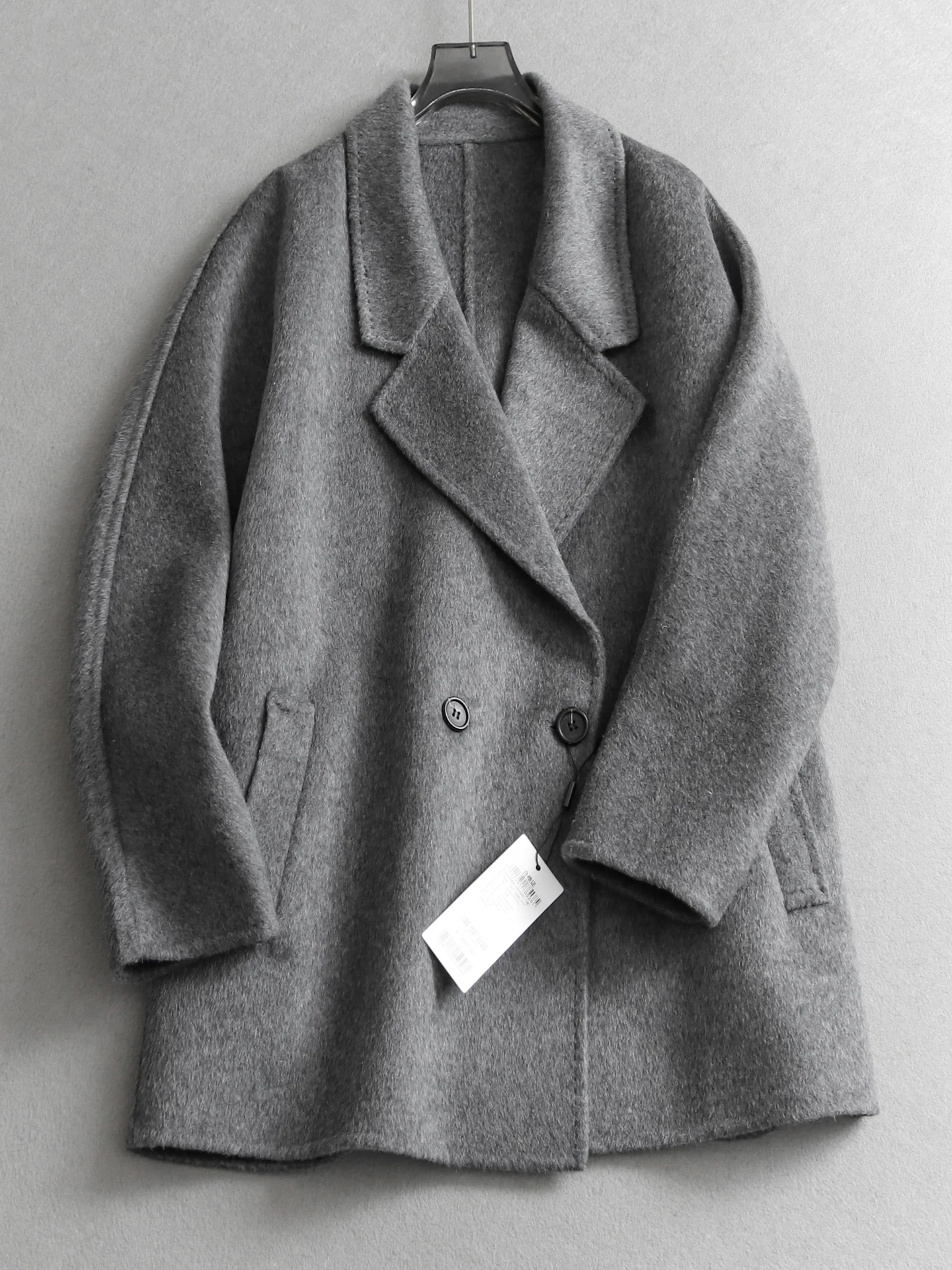 

Double-Faced Woolen Korean Style Commute Suit Coat Long Sleeve Tailored Lapel Women's Outerwear M940 Medium-Length Coat