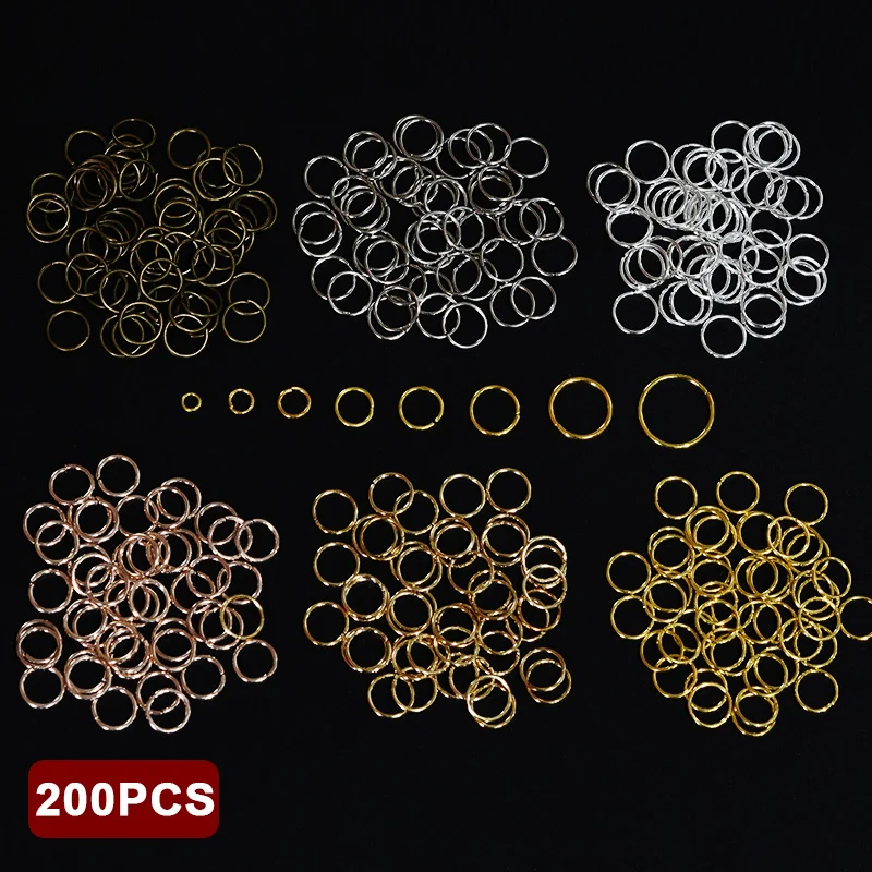 

200PCS/Lot 4-10MM Open Jump Rings Stainless Steel Split Ring Connector for Chain DIY Bracelet Necklace Jewellery Making Supplies