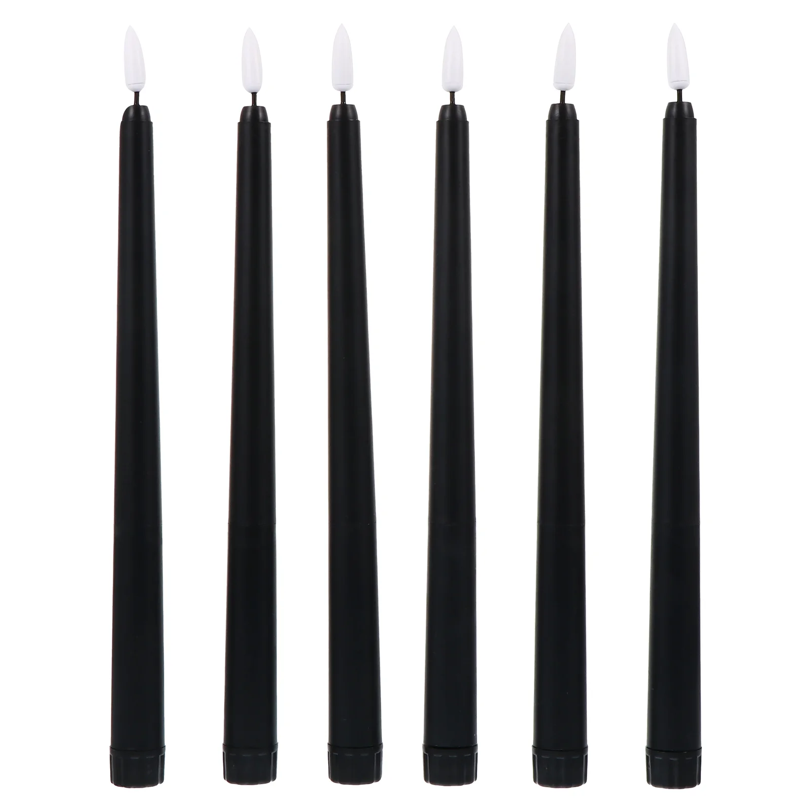 

6Pcs Black Flemeless Led Taper Candles Flickering Moving Wick Flickering Warm White Taper Candle Wick Dripping-Wax Effect