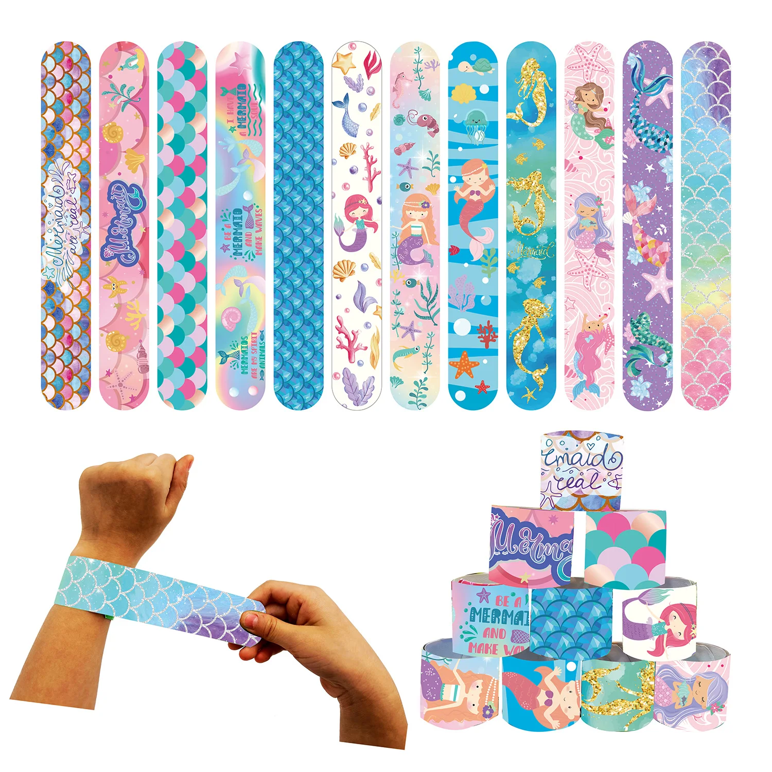 

The Little Mermaid Slap Bracelets Birthday Party Favor Gifts For Kids Party Decoration Princess Ariel Supplies Goodie Bag Filler