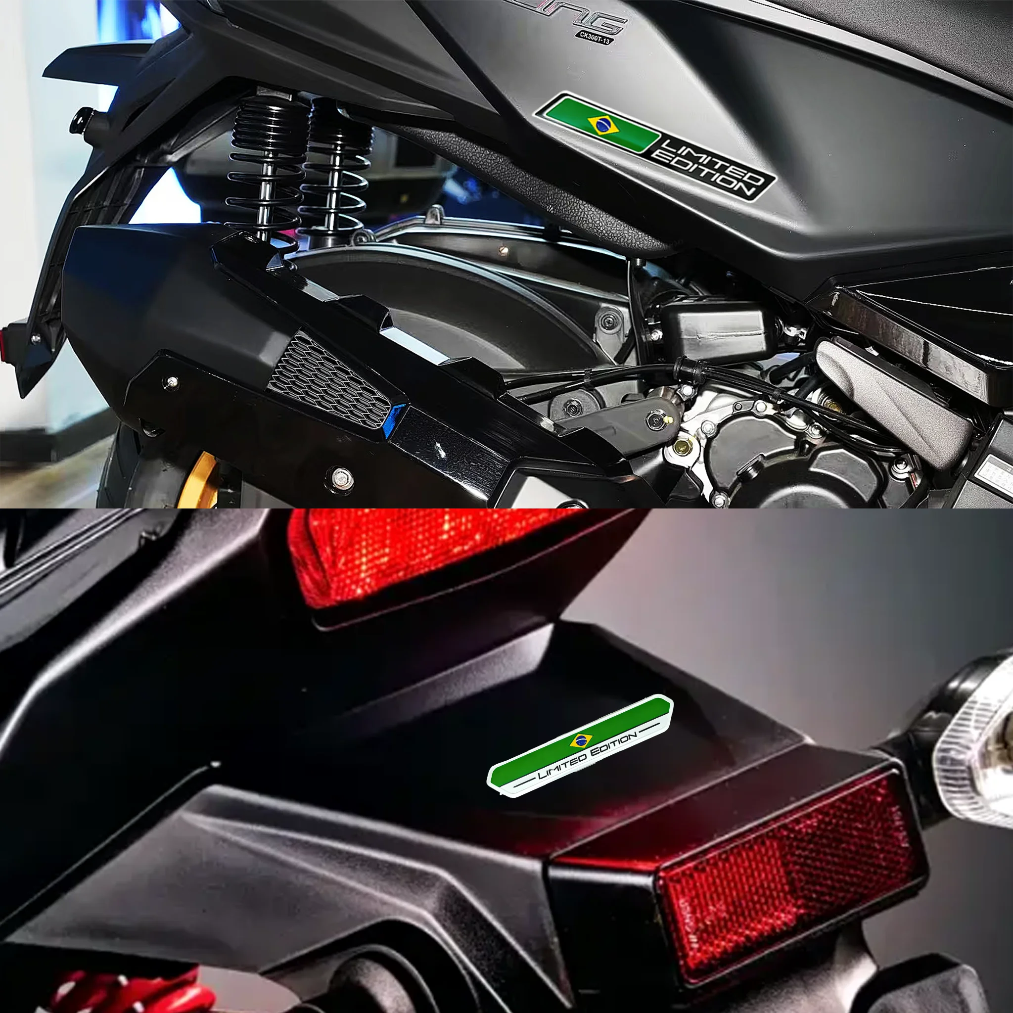 Brazil Flag Aluminum Motorcycle Decal Limited Edition Motorcycle Emblem Compatible with Honda Yamaha Xinyuan Hualian BMW Harley view 3