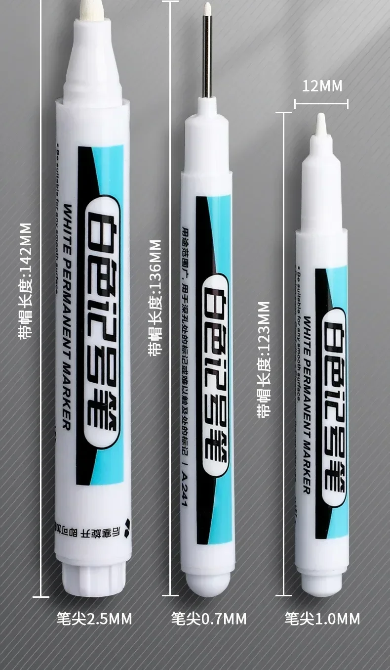 1/10/20 Stück weiße Permanentmarker-Set, 0,7/1,0/45 mm Marker, Farbstift, Tinte für Kunststoff, Leder, Glas, Stein, Metall, Kunstbedarf – Detail 11