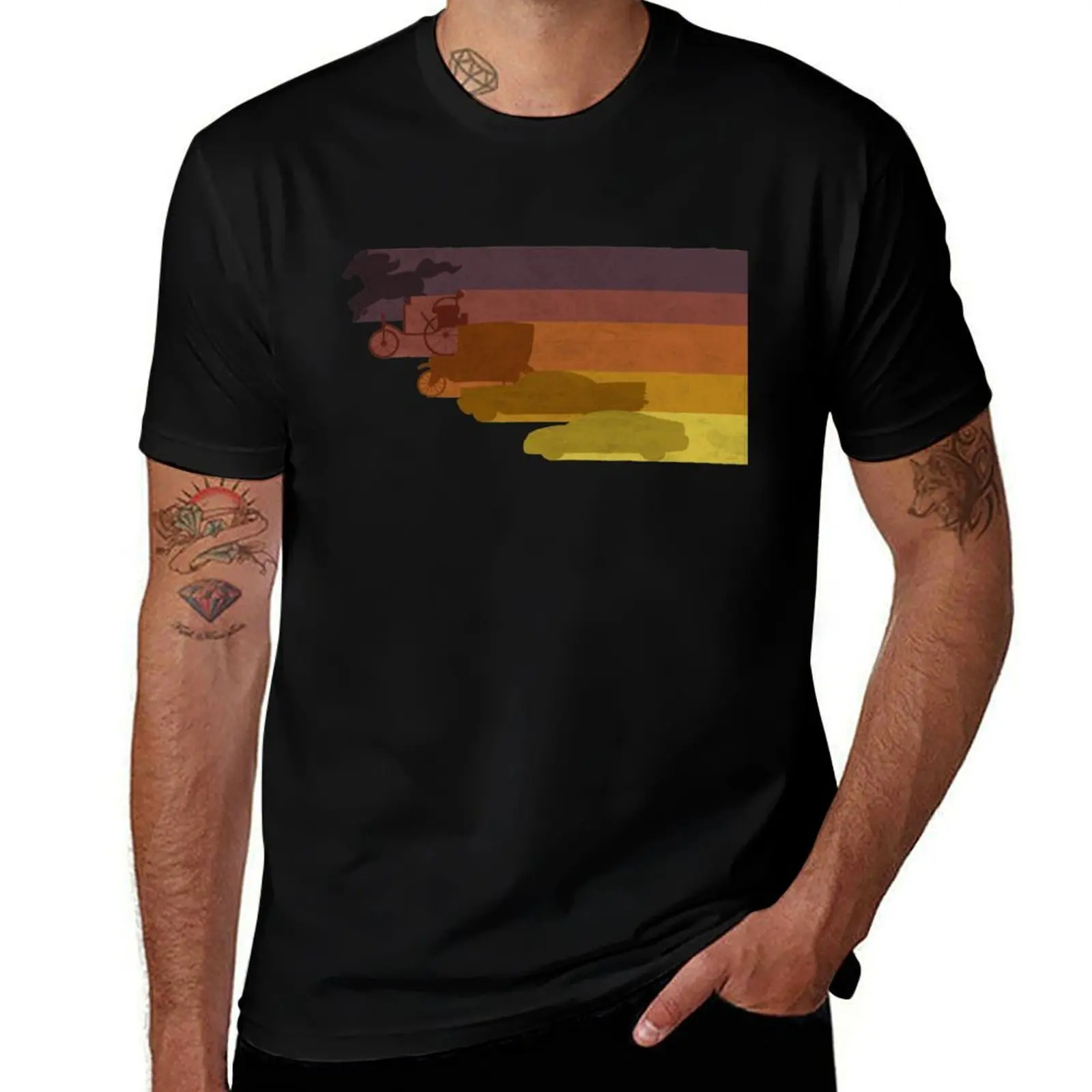Evolution of Transportation T-Shirt Work Basic Short Sleeve Top T-Shirt