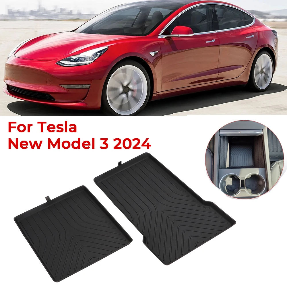 For New Tesla Model 3 Highland 2024 Center Console Organizer Tray Storage Box Stowing Tidying Lower Bottom Mat Tray Cup Pads