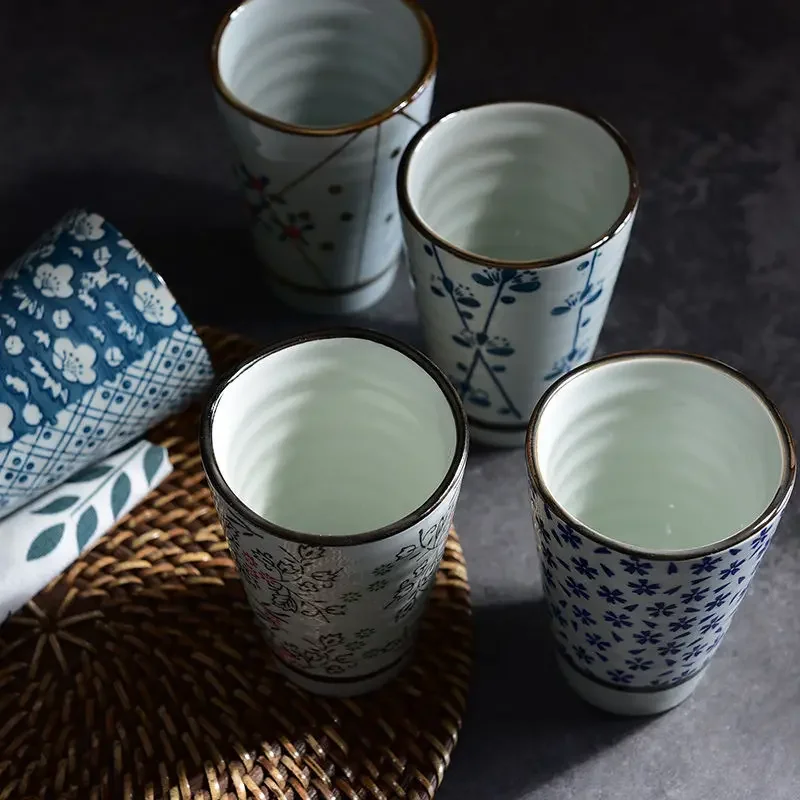 6pcs Japanese Style Gift Cup, Water Cup, Tea Cup, Flower Tea Cup, Gift Set of Six Flowers, Water Cup, Ceramic Underglaze Color