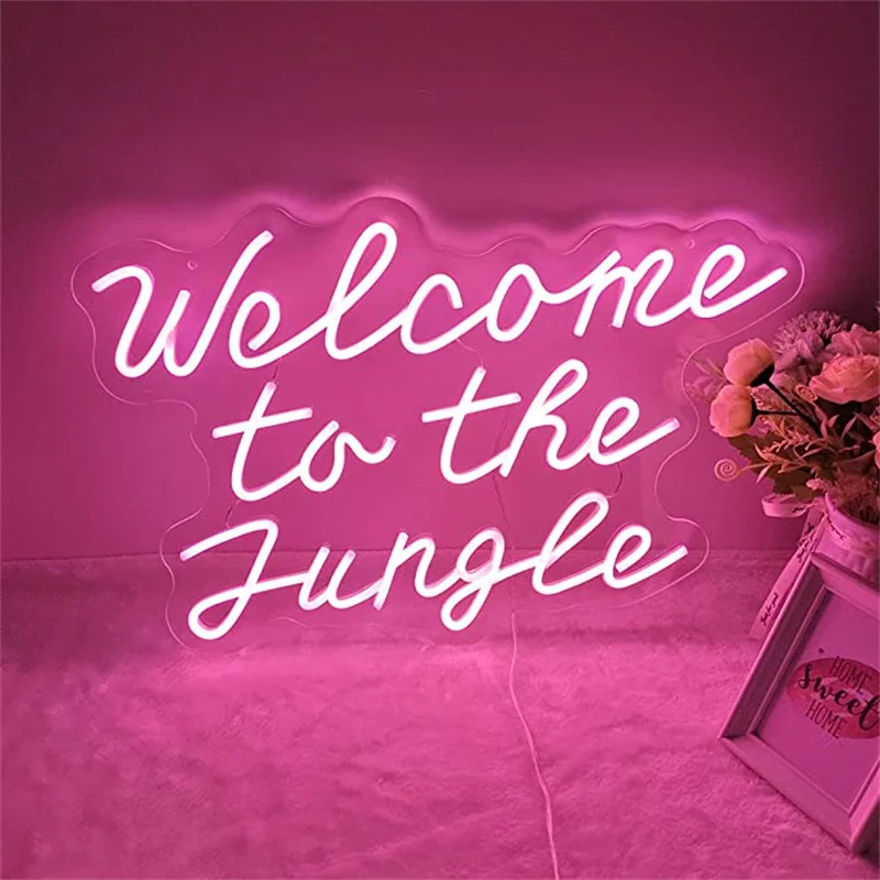 

Boutique Welcome To The Jungle Neon Sign Wall Decor LED Light For Entryway Front Porch Bedroom Home New Party Wedding Kids Gift