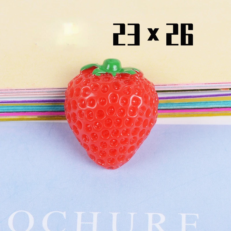 10Pcs Cartoon Simulation Fruit Strawberry Resin Flatbacks Scrapbook Material Strawberry Decoration Hair Clip Making Accessories