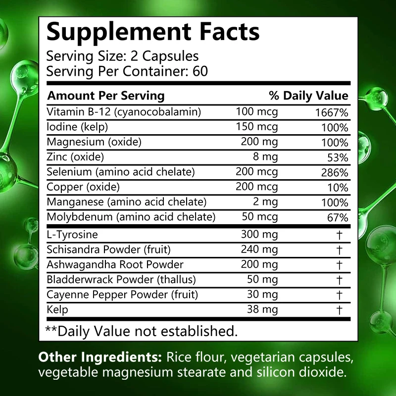 Thyroid Health - Natural Iodine and Magnesium Supplement Helps Balance The Body\'s Metabolic Function Improve Energy and Focus