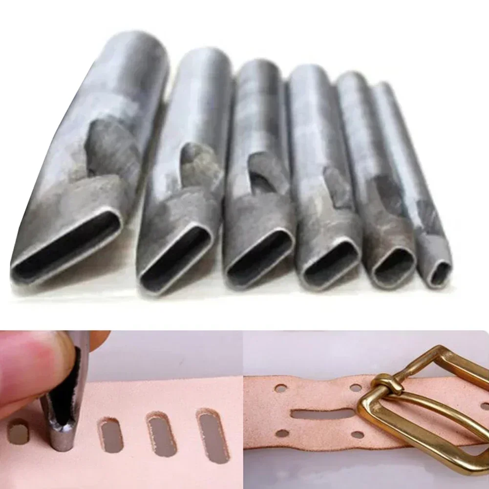 2mm Oval Shape Leather Craft Puncher DIY Leather Hole Punch Maker Chisel Tool Set Belt Watch Banding Punching Tools