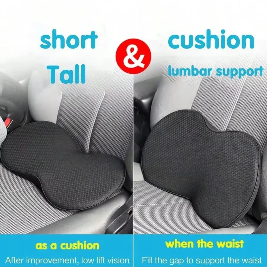 1 Piece Breathable Fabric Memory Foam Car Seat Cushion Easy To Clean Lightweight Travel Accessory For Long Drive & Office Chair
