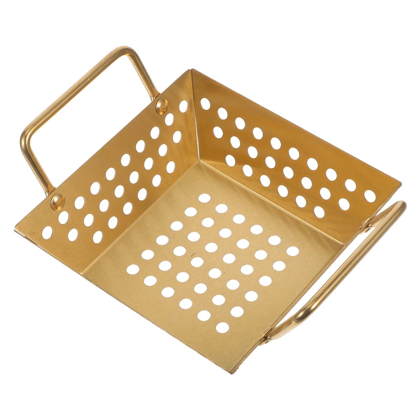 

1 шт., квадратная корзина для жарки еды из нержавеющей стали с двойными ручками для картофеля фри, жареной курицы, сервировки закусок, хранения фаст-фуда