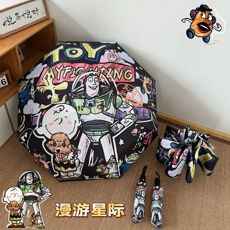 Disney Buzz Lightyear animation peripheral roaming interstellar automatic folding umbrella creative sun protection parasol gift