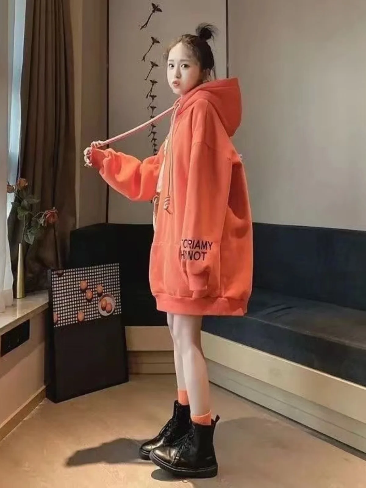 

Новая теплая зимняя женская толстовка большого размера с вышивкой, на флисовой подкладке, свободного кроя, с длинными рукавами