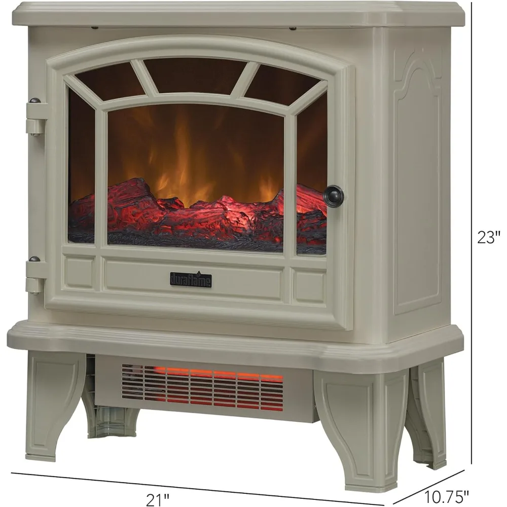 Infrared Quartz Electric Fireplace Heater, Cream, with Infrared Technology
