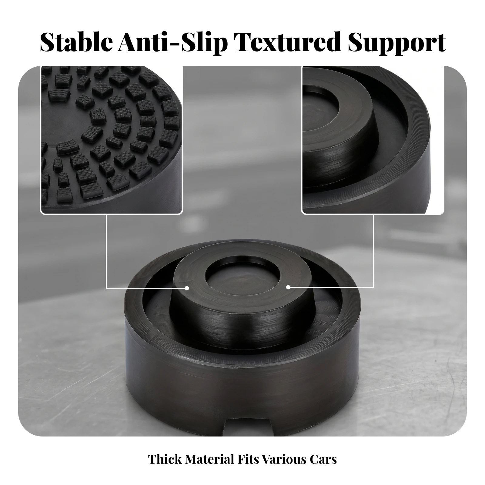 Picture 6: Jack Support Block Wear Resistant Crosshatch Pattern Pattern Side Notch Rubber Jack Pad Auto Part Vehicle Equipment