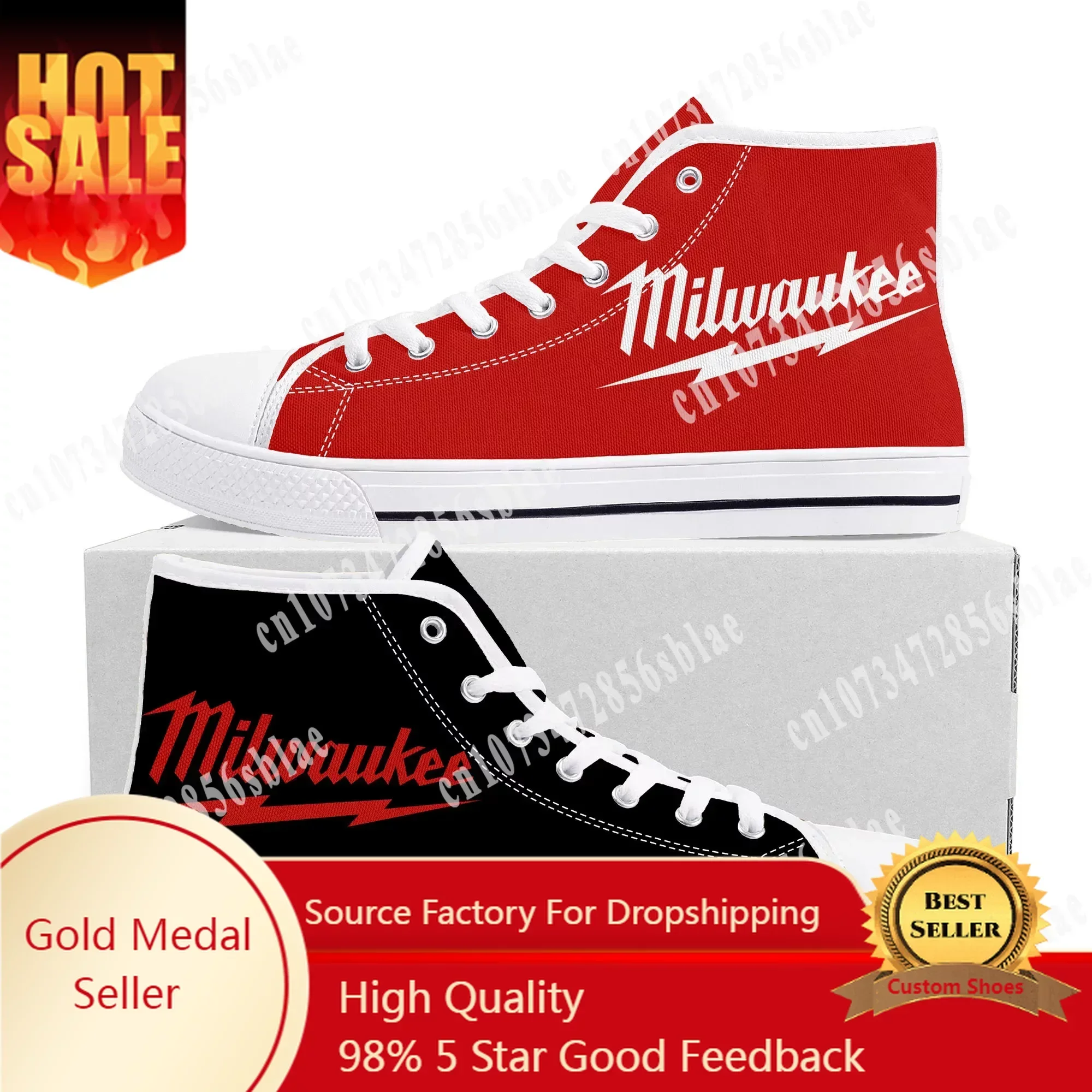 

M-MilwaukeeS High Top Sneakers Mens Womens Teenager Canvas High Quality Sneaker Casual Custom Made Shoes Customize DIY Shoe