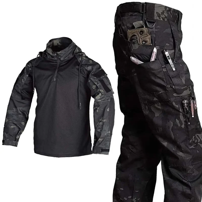 Tactical Suits Milita Uniform Hiking Hunting Pants Men's Sets Combat Shirts Training Breathable Camo Wear-resistant Cargo Pant