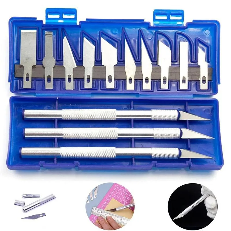 13Pcs Carving Knife Craft Sculpture Paper Cutting Blade Precision Engraving Cutter Non-Slip Hand Tool DIY Art Hobby Repair Set