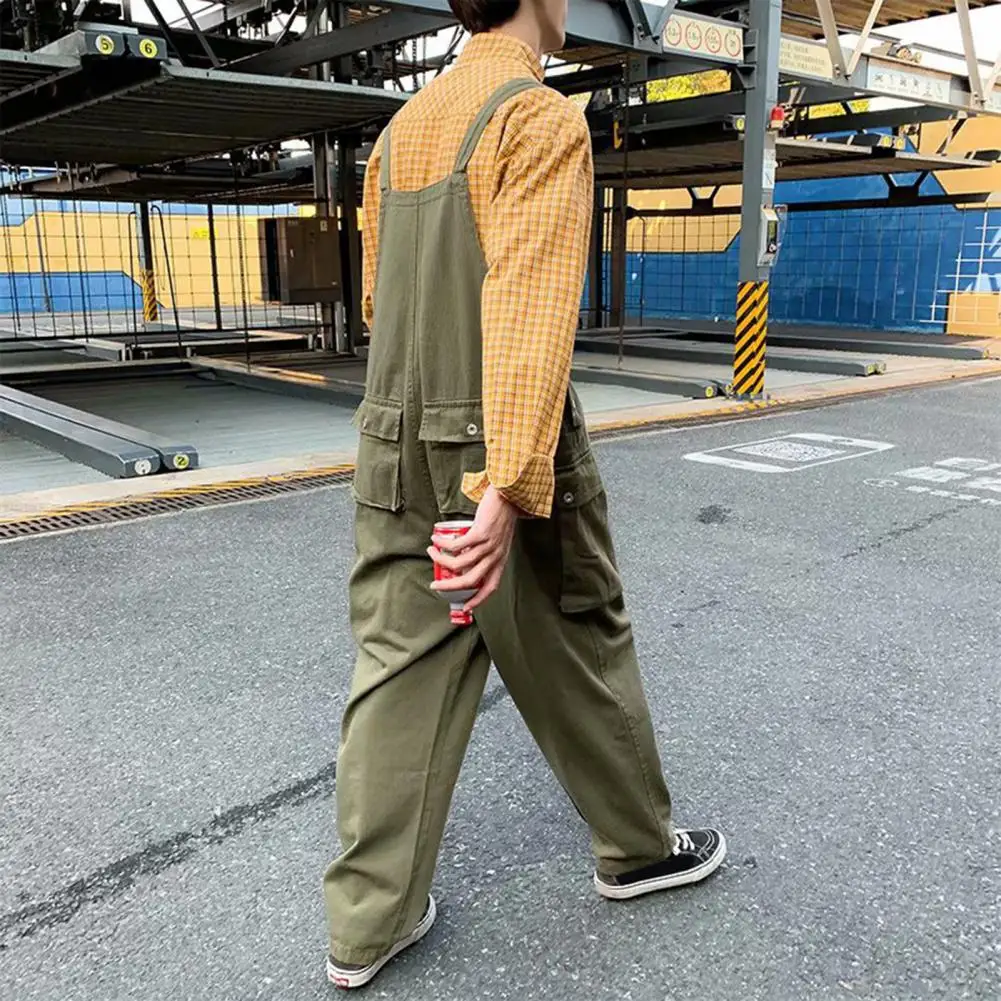 Japanese Style Loose Fit Jumpsuit Cargo Pants Bell Bottoms Dad Pants Ins Popular Same Style Tank For Men Women