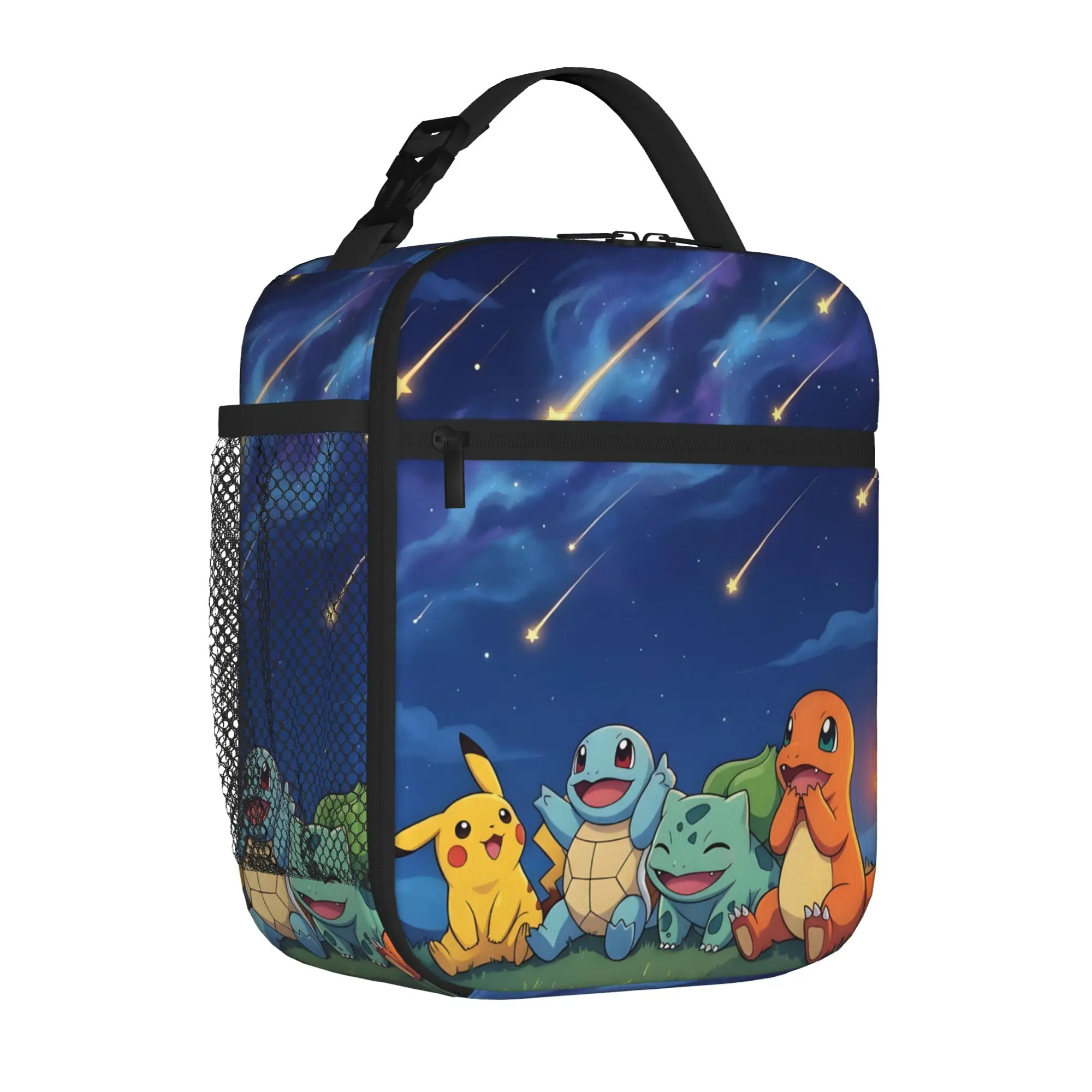1 Piece Portable Lunch Container Star  Zipper Closure Durable Pocket Pokemon  For Lunch Lunch Box Bag