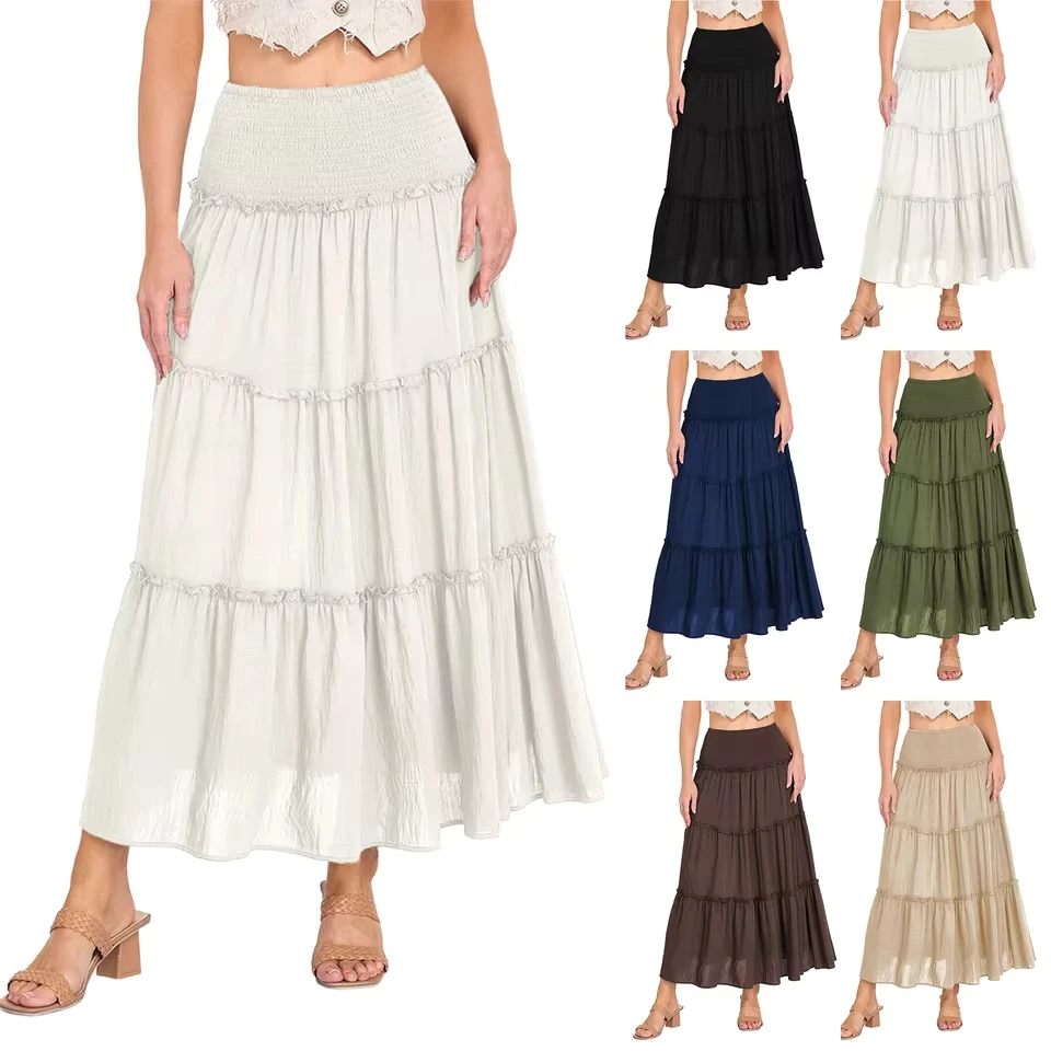 Women Solid Color Waist Wrapping Half Skirt Belt Cloth Three Wooden Ear Wrinkled High Waist Summer Vintage Mini Skirts