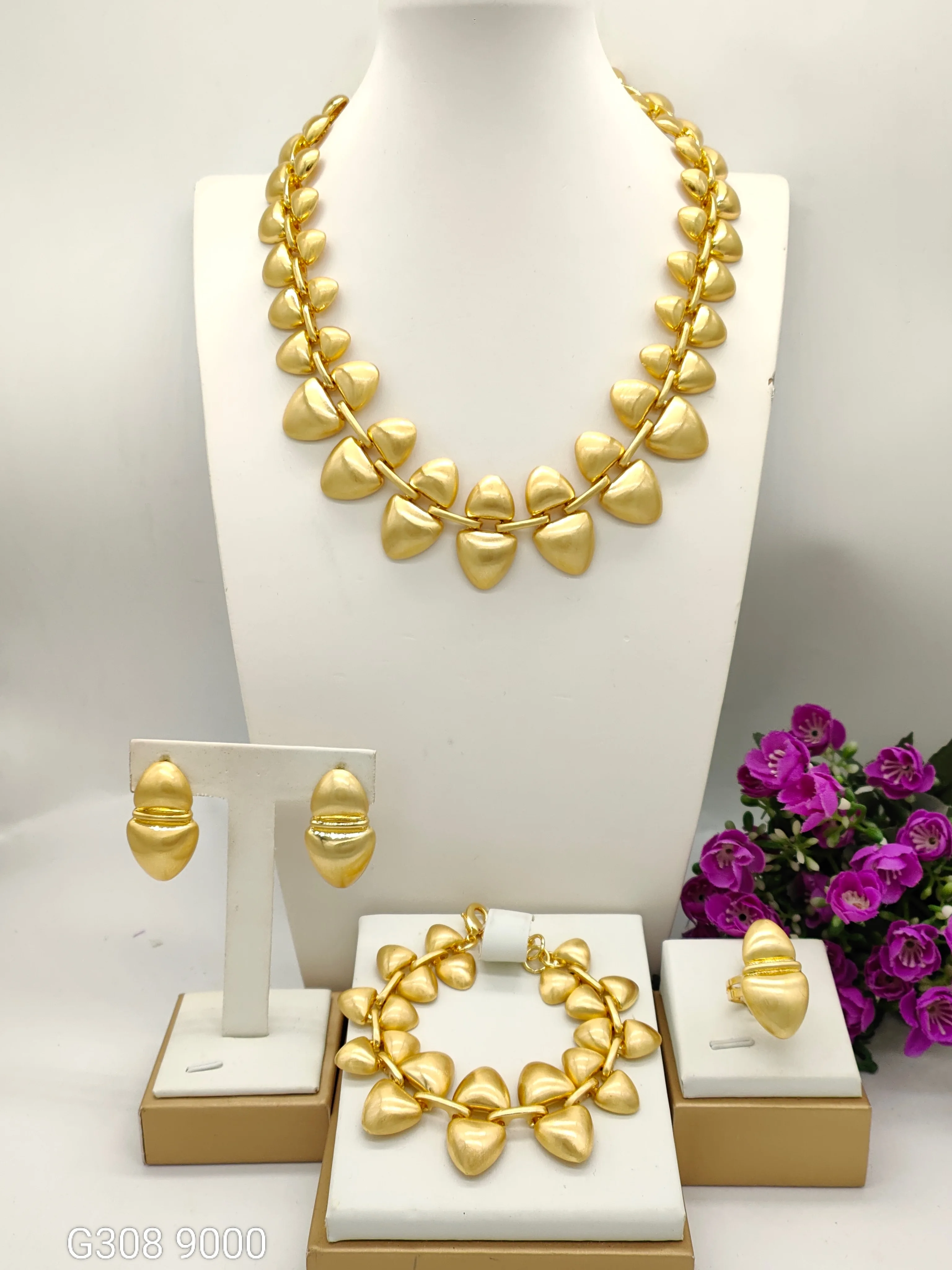 

Simple Geometric Shape Jewelry Statement llaveros Collar Pulseras pin Pendient tentacles Anillo 4PC Jewel Set for Wedding Party