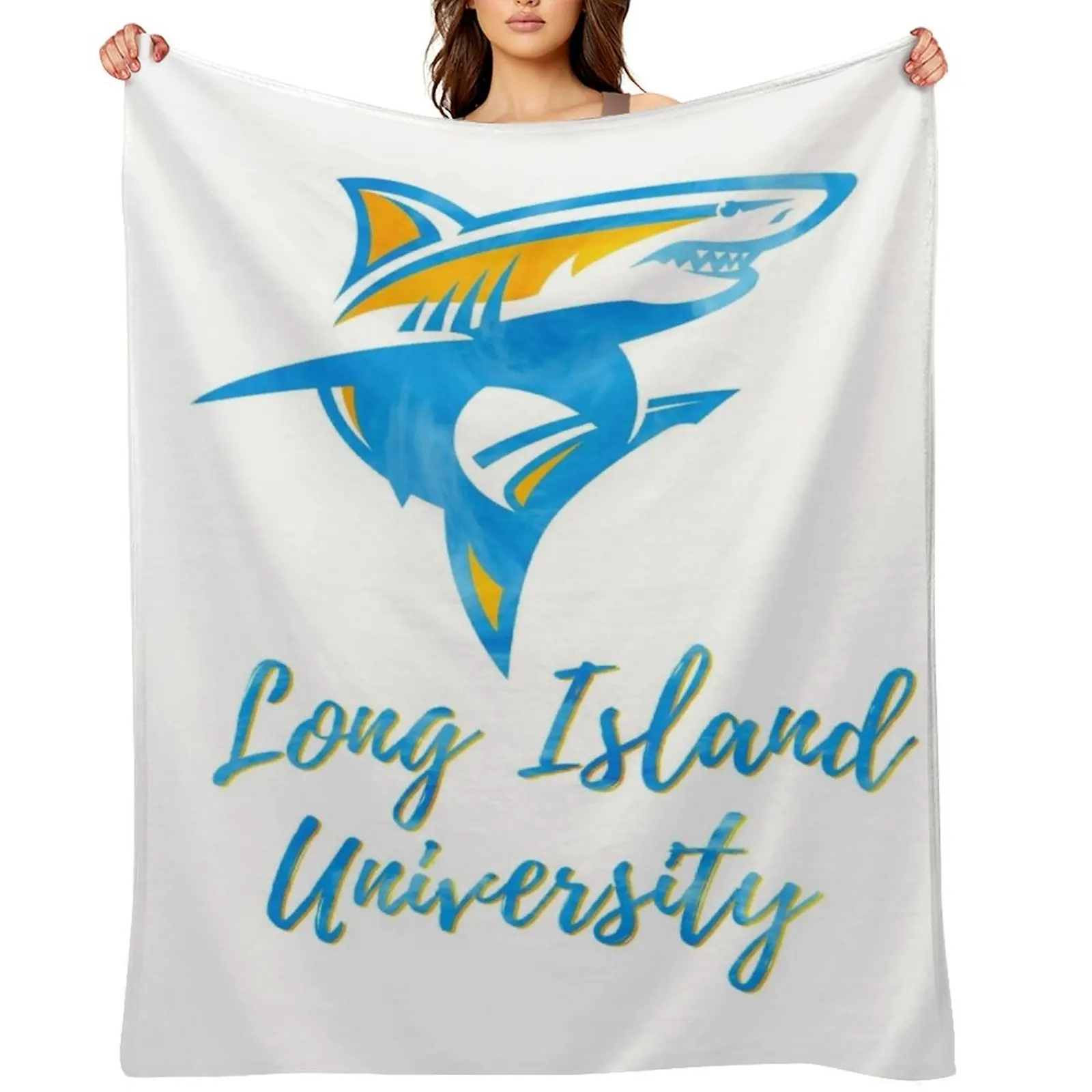 

Long Island University (1) Throw Blanket bed plaid Flannel Fabric Flannel Luxury Brand Blankets
