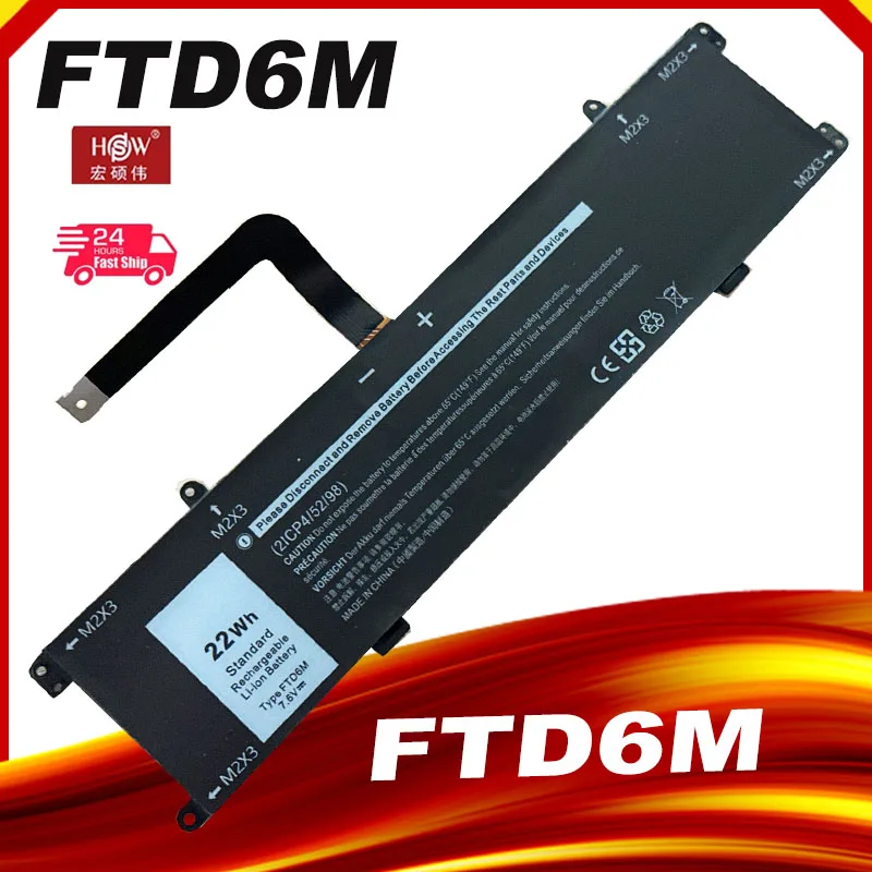 New FTD6M 06HHW5 K17M-BK-US 6HHW5 K17M Laptop Battery For Dell Latitude 7285 2-IN-1 Keyboard E7285