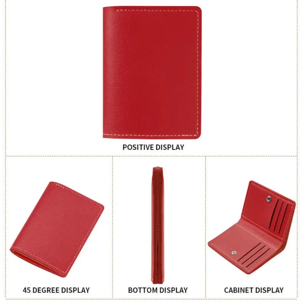 Fashion PU Leather Short Wallet Foldable Multifunctional Slim Small Wallet Solid Color Fold Purse Women Men