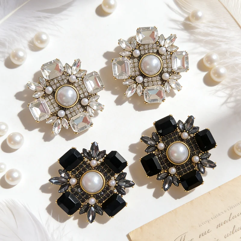 2 Pièces – Nouveaux Cache-Boutons en Cristal et Perles de Haute Qualité pour Vêtements DIY, Décoration de Boutons en Alliage pour Chemises et Manches